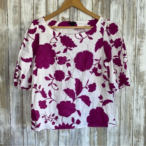 Ann Taylor Linen Blend Boat Neck Popover - Picture 2 of 5